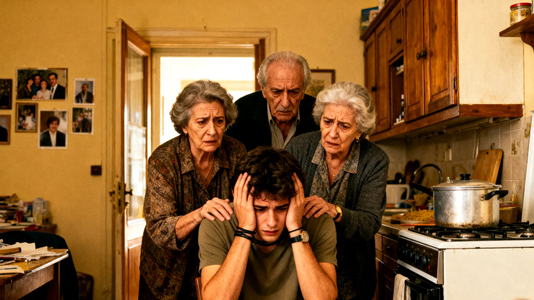 I nonni manifestano un atteggiamento iperprotettivo verso i nipoti giovani adulti, continuando a trattarli come bambini bisognosi di costante tutela, interferendo nelle loro scelte di vita autonome, offrendosi continuamente di risolvere i loro problemi pratici ed economici, e mostrando preoccupazione eccessiva per decisioni normali dell'età adulta come trasferimenti, scelte lavorative o relazioni sentimentali, ostacolando così il loro naturale processo di indipendenza e maturazione."